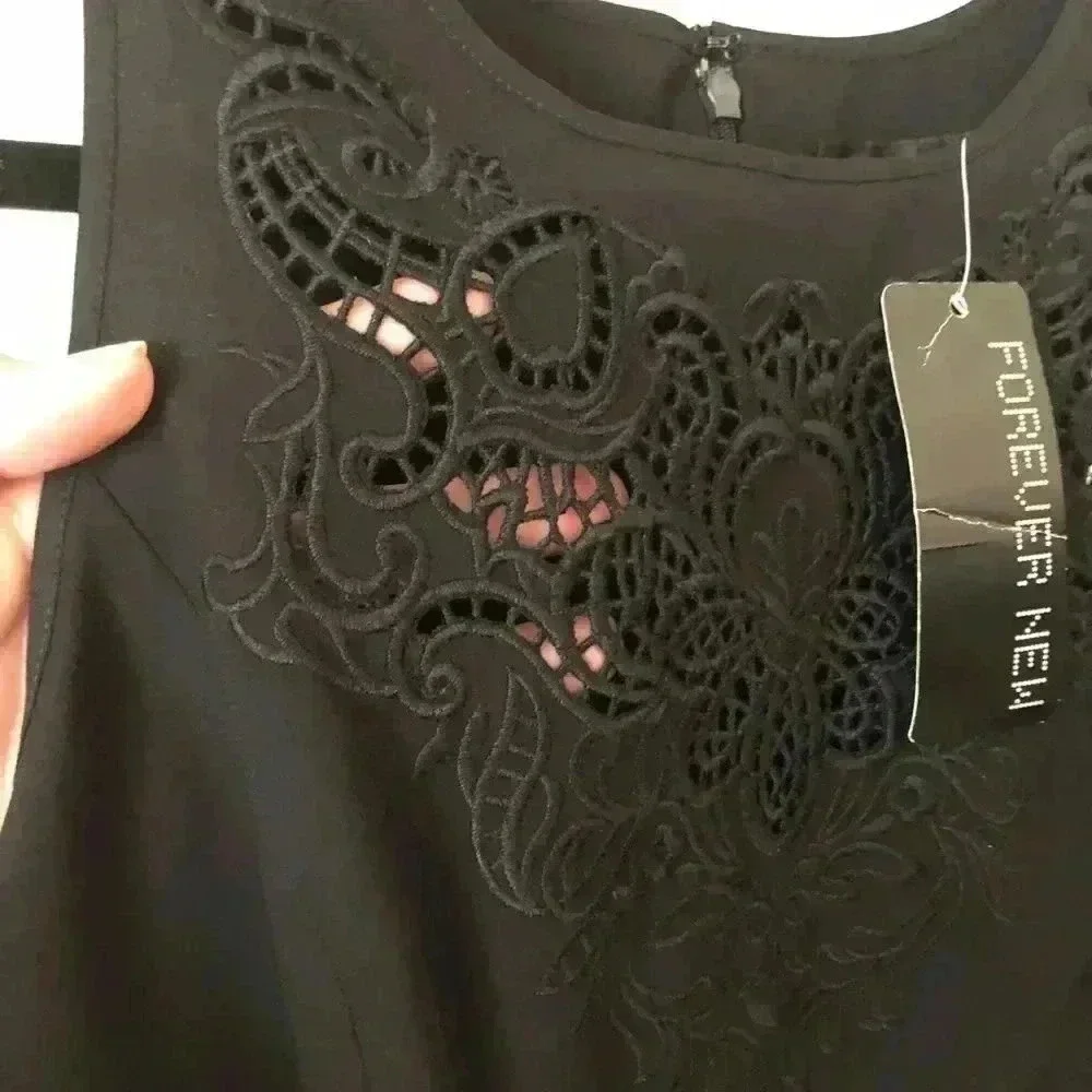 Forever New Black Lace Jumpsuit Size 8 - Picture 3 of 8